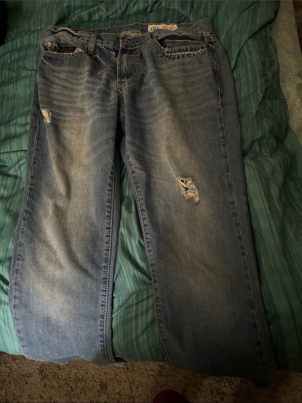 T.K. Axel Men's Distressed Medium Wash Jeans Size w.33 L. 34